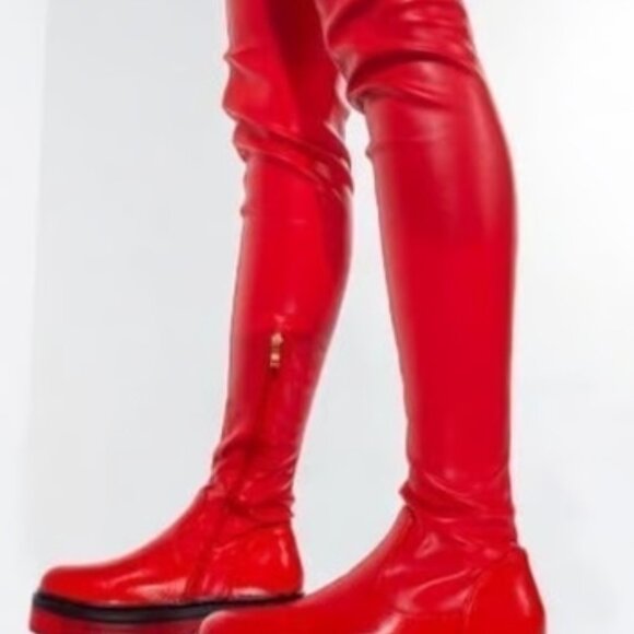 AZALEA WANG DO IT TO YA FLATFORM BOOT  RED Size 9 - Picture 5 of 5